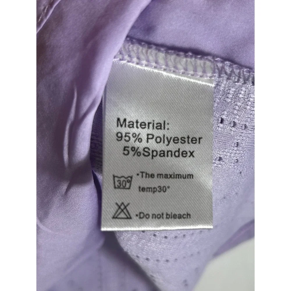 YVH Lavender Purple Eyelet Short Sleeve V-Neck Blouse Top L Puff Sleeve Lined - Picture 6 of 8